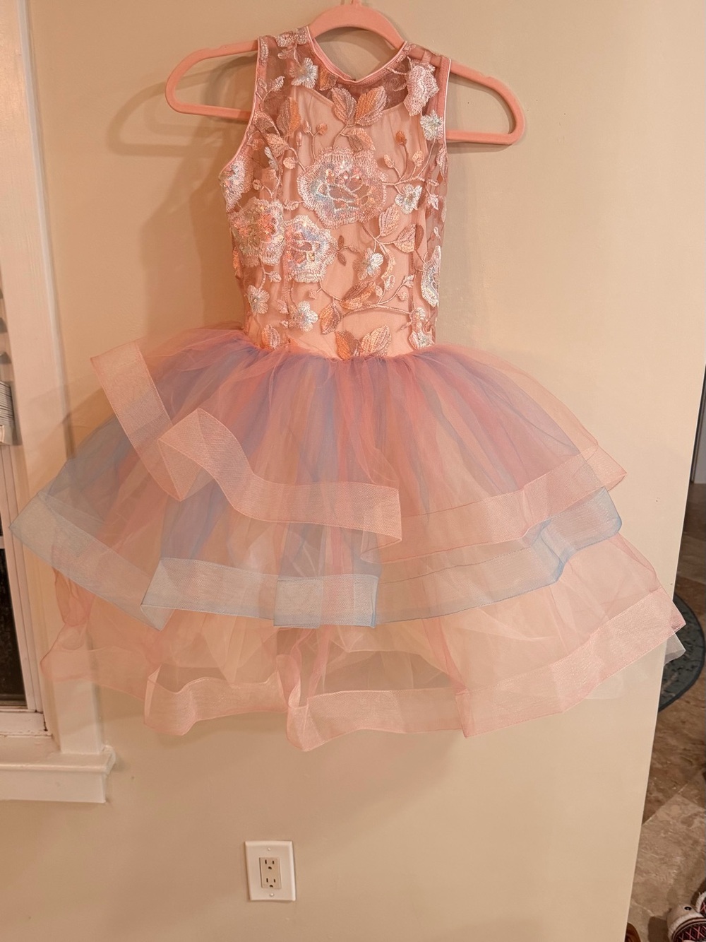Revolution Ballet Dance Costume- Pink and Baby Blue Floral Tulle Costume size LC